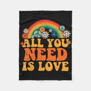 Peace Sign Love 60s 70s Tie Dye Hippie Costume Hal Fleece Deken