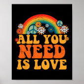 Peace Sign Love 60s 70s Tie Dye Hippie Costume Hal Poster (Voorkant)