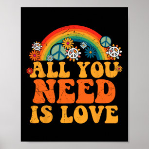 Peace Sign Love 60s 70s Tie Dye Hippie Costume Hal Poster