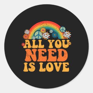 Peace Sign Love 60s 70s Tie Dye Hippie Costume Hal Ronde Sticker