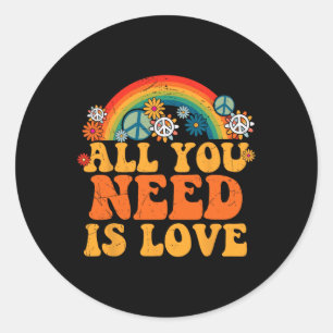 PEACE SIGN LOVE 60s 70s Tie Dye Hippie Costume Hal Ronde Sticker