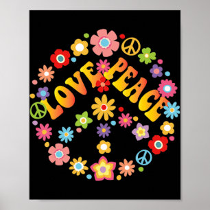 PEACE SIGN LOVE 60s 70s Tie Dye Hippie Costume Poster