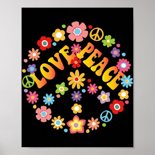 PEACE SIGN LOVE 60s 70s Tie Dye Hippie Costume Poster (Voorkant)