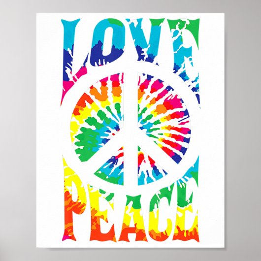 Peace Sign Love 60S 70S Tie Dye Hippie Costume Poster (Voorkant)