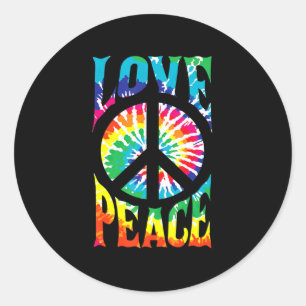 Peace Sign Love 60S 70S Tie Dye Hippie Costume Ronde Sticker