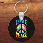 Peace Sign Love 60S 70S Tie Dye Hippie Costume Sleutelhanger (Voorkant)