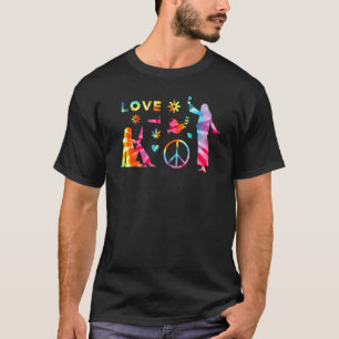 Peace Sign Love 60s 70s Tie Dye Hippie Costume T-shirt