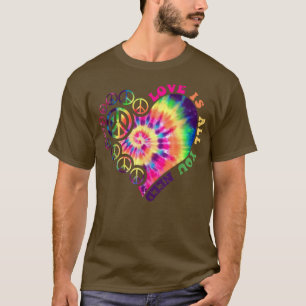 PEACE SIGN LOVE 60s 70s Tie Dye Hippie Halloween C T-shirt