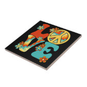 PEACE SIGN LOVE 60s 70s Tie Dye Hippie Halloween C Tegeltje (Zijkant)
