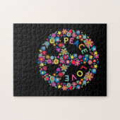 PEACE SIGN LOVE 60s 70s Tie Dye Hippie Legpuzzel (Horizontaal)