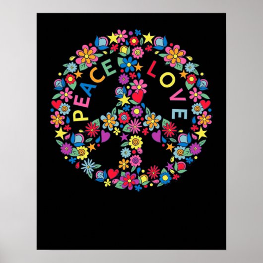 PEACE SIGN LOVE 60s 70s Tie Dye Hippie Poster (Voorkant)