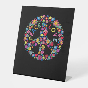 PEACE SIGN LOVE 60s 70s Tie Dye Hippie Reclamebord Met Voetstuk