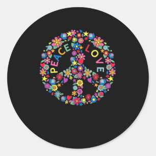 PEACE SIGN LOVE 60s 70s Tie Dye Hippie Ronde Sticker