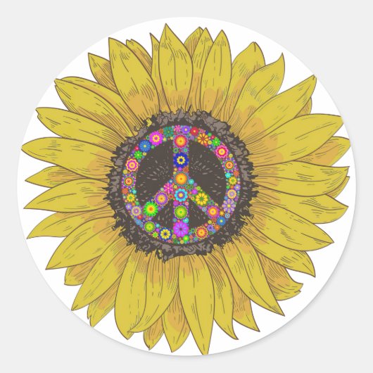 Peace Sign Love 60S 70S Tie Dye Hippie Ronde Sticker (Voorkant)