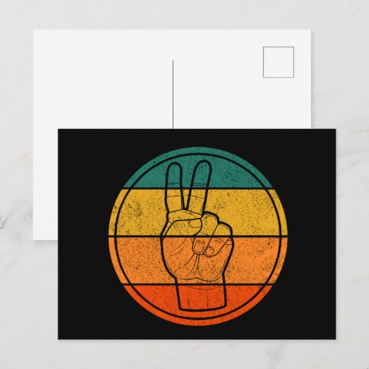 Peace Sign Love 60s 70s Tye Die Hippie Costume Briefkaart (Voorkant / Achterkant)