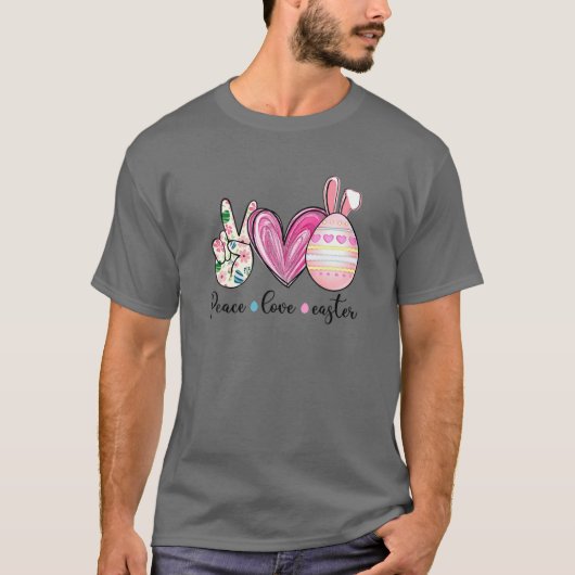 Peace Sign Love Easter Egg Hunting Funny Easter Da T-shirt (Voorkant)