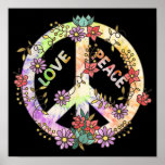 PEACE SIGN LOVE Flowers 60s 70s Tie Dye Hippie Poster<br><div class="desc">PEACE SIGN LOVE Flowers 60s 70s Tie Dye Hippie</div>