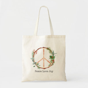 Peace Sign Love Joy Kerstmis Tote Bag