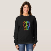 Peace Sign Love Rainbow 60s 70s Hippie Flower Chil Trui (Voorkant volledig)