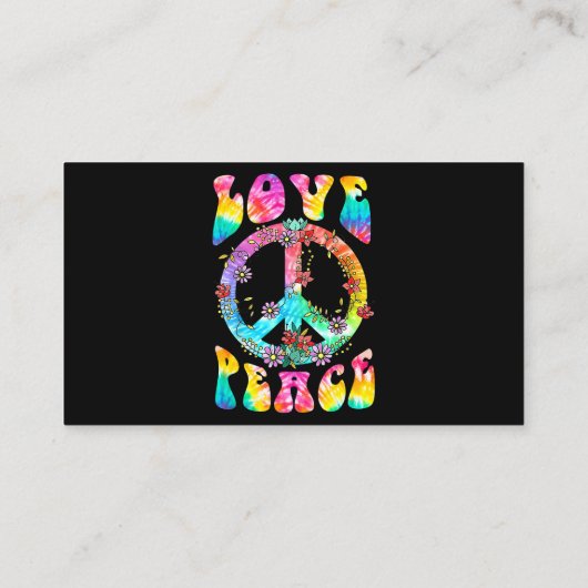 PEACE SIGN LOVE T Shirt 60s 70s Tie Dye Hippie Cos Visitekaartje (Achterkant)