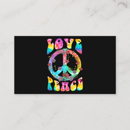PEACE SIGN LOVE T Shirt 60s 70s Tie Dye Hippie Cos Visitekaartje (Voorkant)