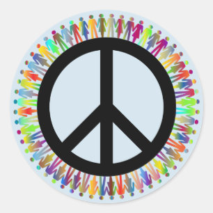 Peace Sign Mensen Sticker blauw