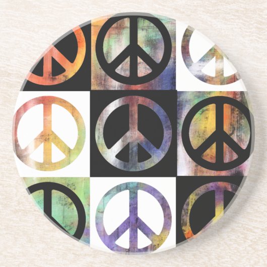 Peace Sign-mozaïek Zandsteen Onderzetter (Voorkant)