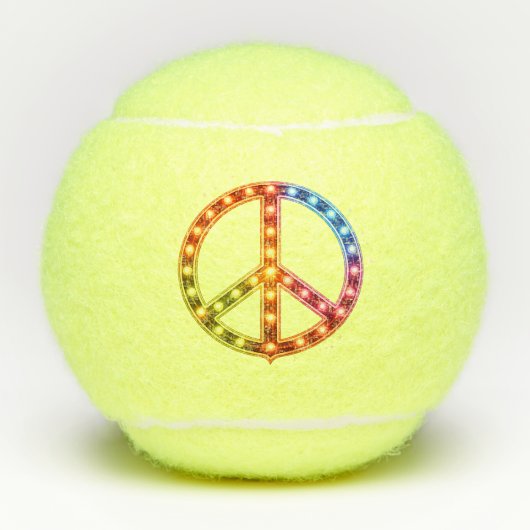 Peace Sign Neon Lights Tennisballen (Voorkant)
