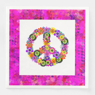Peace Sign on White Petals Servet