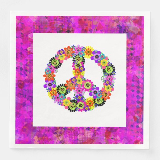 Peace Sign on White Petals Servet (Voorkant)