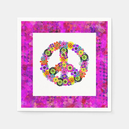 Peace Sign on White Petals Servet (Voorkant)
