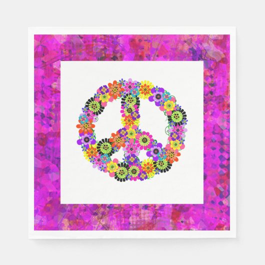 Peace Sign on White Petals Servet (Voorkant)