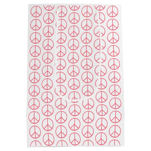 Peace Sign Orange Groovy Retro Fun Medium Cadeauzakje (Achterkant)