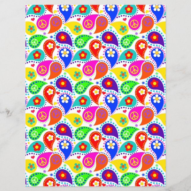 Peace Sign Paisley | Hippie Chic Paper (Voorkant)