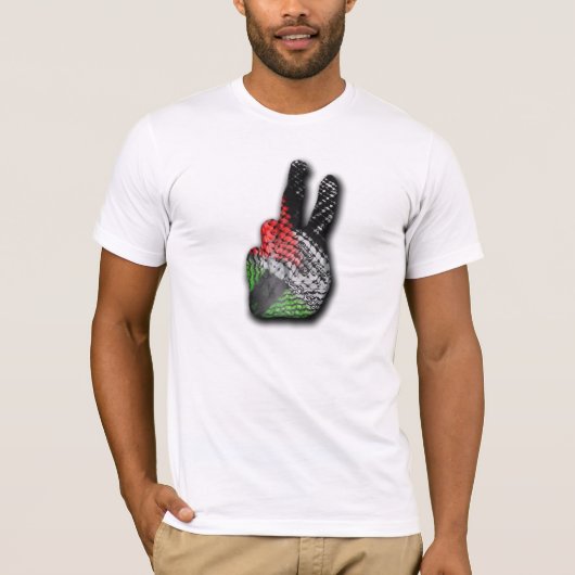 PEACE SIGN PALESTINE CUSTOM FLAG HATTAH T-SHIRT (Voorkant)