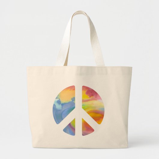 Peace Sign-pastel Grote Tote Bag (Voorkant)
