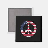 Peace Sign Patriotic Usa Flag Peace And Love  Magneet (Voorkant / Achterkant)
