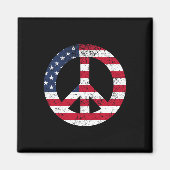 Peace Sign Patriotic Usa Flag Peace And Love  Magneet (Voorkant)