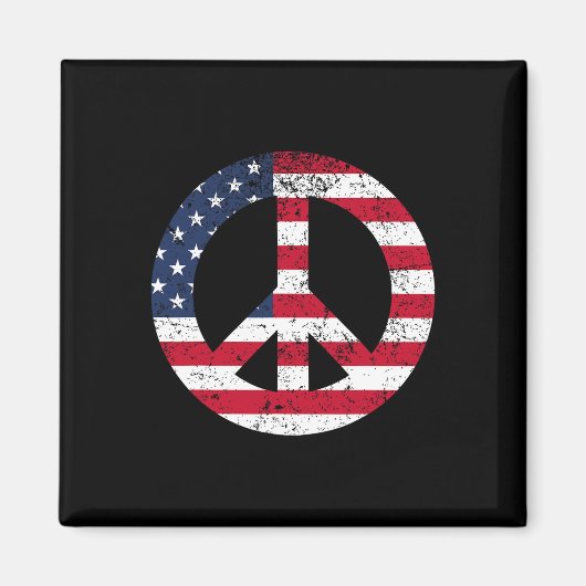 Peace Sign Patriotic Usa Flag Peace And Love  Magneet (Voorkant)