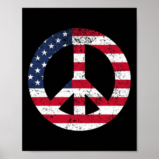 Peace Sign Patriotic Usa Flag Peace And Love Poster (Voorkant)