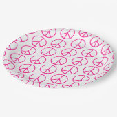 Peace Sign Pink Modern Retro Groovy Papieren Bordje (Gekanteld)