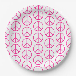 Peace Sign Pink Modern Retro Groovy Papieren Bordje