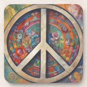 Peace Sign Pop Art Bier Onderzetter (Voorkant)