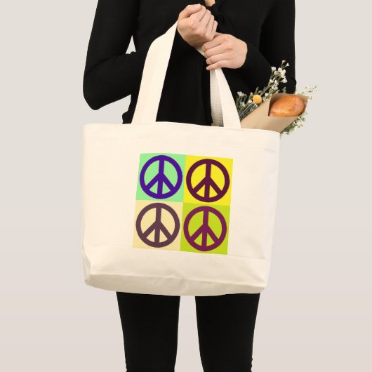 Peace Sign Pop Art Grote Tote Bag (Voorkant (product))