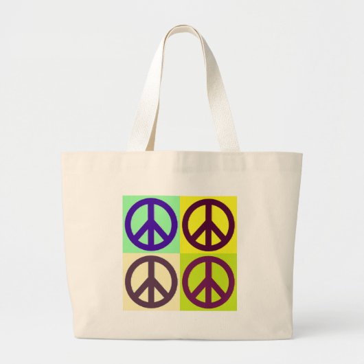 Peace Sign Pop Art Grote Tote Bag (Voorkant)
