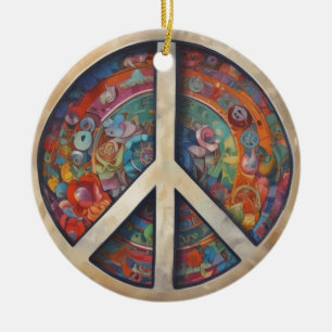 Peace Sign Pop Art Keramisch Ornament