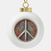 Peace Sign Pop Art Keramische Bal Ornament (Voorkant)