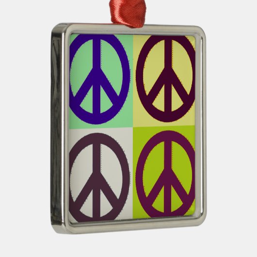 Peace Sign Pop Art Metalen Ornament (Rechts)