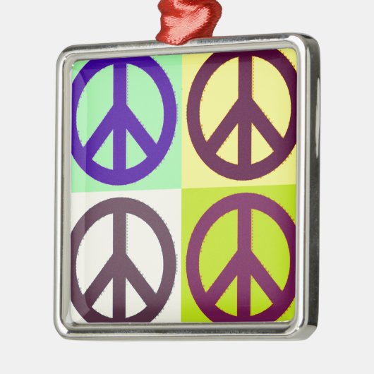Peace Sign Pop Art Metalen Ornament (Links)