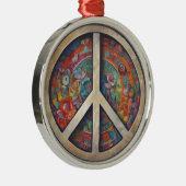Peace Sign Pop Art Metalen Ornament (Rechts)